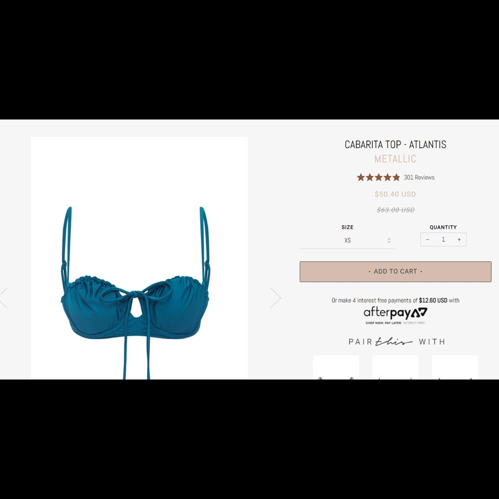 NEVER WORN somerfield swim bustier blue metallic bikini